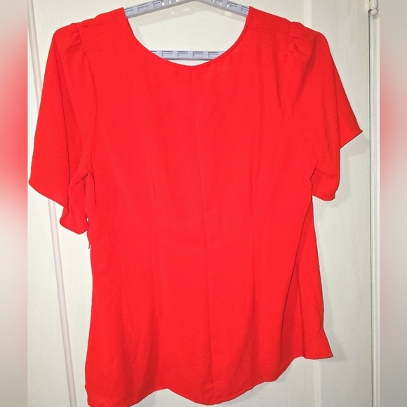 Eloquii Red Pullover Sheer Polyester Top Tunic Blouse wide Sleeve Size 18 - Picture 8 of 8